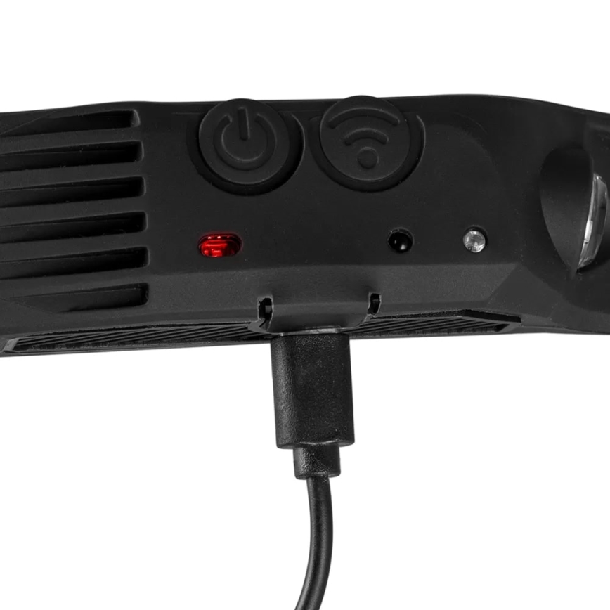 LED Stmievateľná nabíjacia čelovka so senzorom a červeným svetlom 4xLED/5V IP44 300 lm 1200 mAh