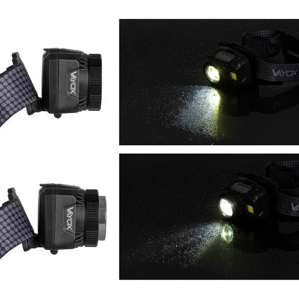 LED Stmievateľná nabíjacia čelovka so senzorom a červeným svetlom LED/6W/5V/3xAAA IP44 500 lm 1200 mAh