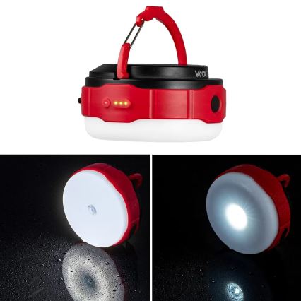 LED Stmievateľná nabíjacia solárna baterka s funkciou powerbanky LED/3W/5V 3000/4000/6500K IPX6 500 lm 2000 mAh