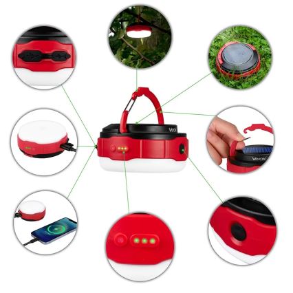 LED Stmievateľná nabíjacia solárna baterka s funkciou powerbanky LED/3W/5V 3000/4000/6500K IPX6 500 lm 2000 mAh