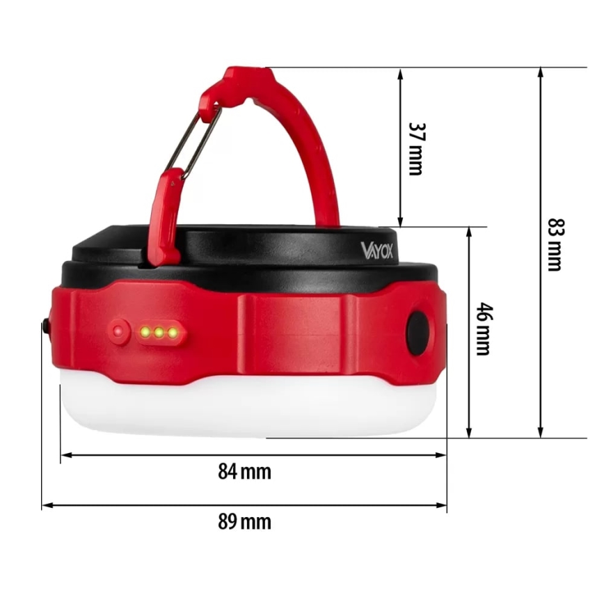 LED Stmievateľná nabíjacia solárna baterka s funkciou powerbanky LED/3W/5V 3000/4000/6500K IPX6 500 lm 2000 mAh
