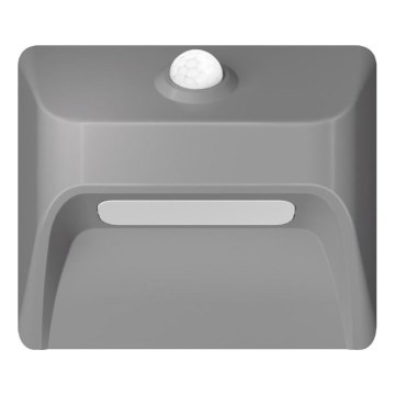 LED Nabíjacie schodiskové svietidlo so snímačom pohybu a súmraku STEP LIGHT LED/0,3W/3,7V 2200 mAh IP53 sivá