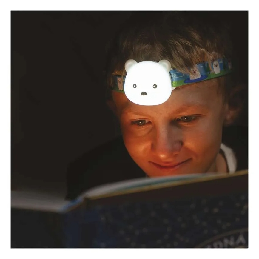 LED nabíjateľná čelovka LED/USB 500 mAh – medveď