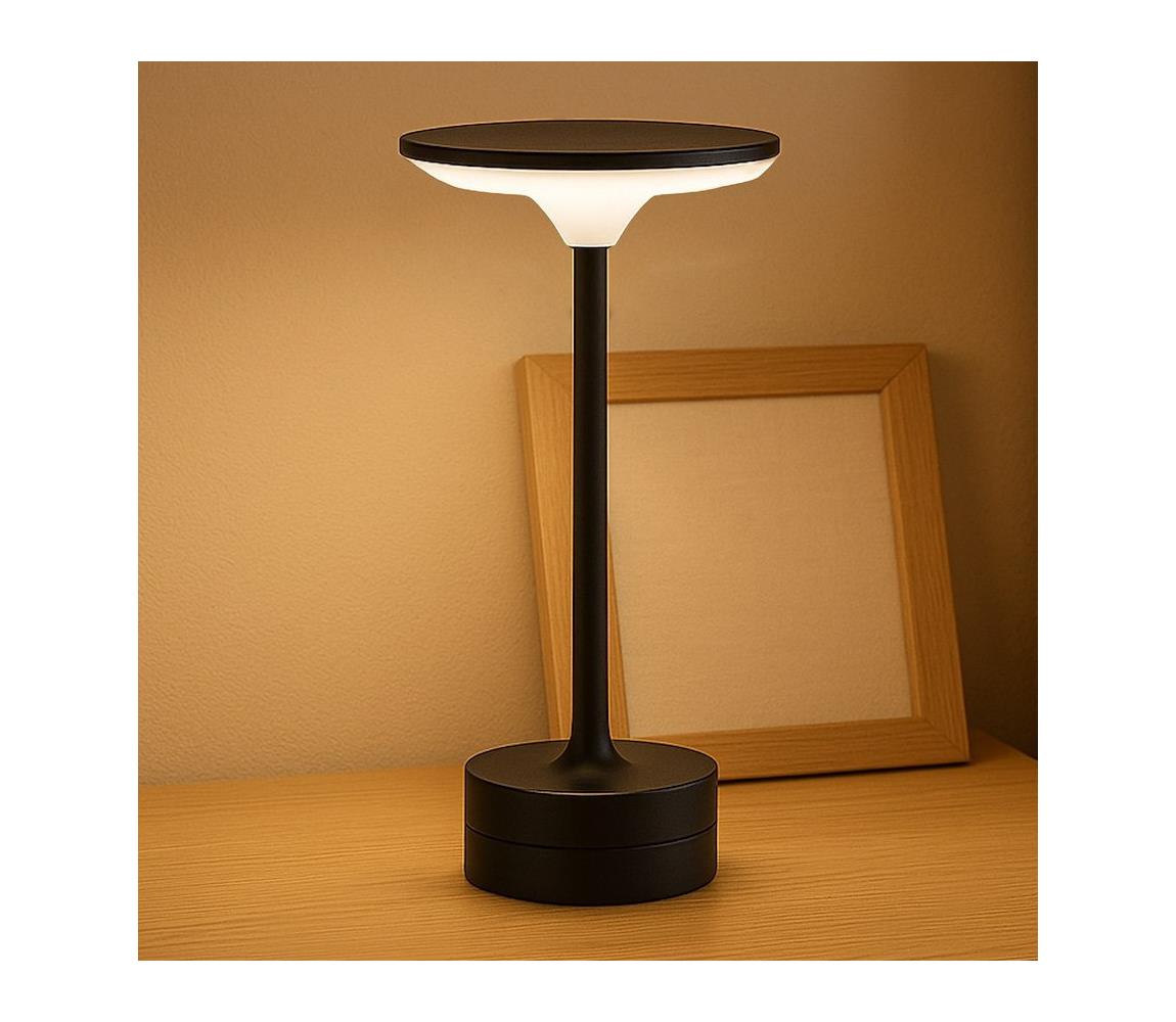 LED nabíjateľná dotyková stolná lampa TAVOLO LED/2,5W/5V 2400 mAh 3000-6000K čierna ML2269