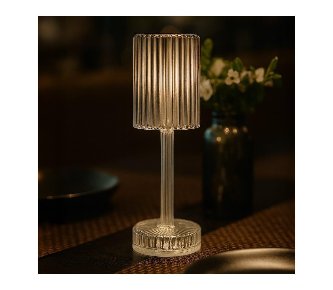 LED nabíjateľná dotyková stolová lampa SIMPLE LED/1W/5V 2400 mAh 3000-6000K priehľadná ML2289