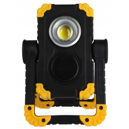 LED nabíjateľný reflektor s reproduktorom a funkciou powerbanky LED/10W/5V 4400 mAh IP44 čierna/žltá