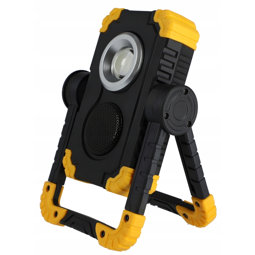 LED nabíjateľný reflektor s reproduktorom a funkciou powerbanky LED/10W/5V 4400 mAh IP44 čierna/žltá
