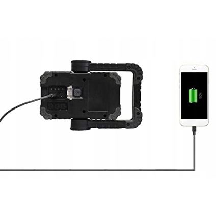 LED nabíjateľný reflektor s reproduktorom a funkciou powerbanky LED/10W/5V 4400 mAh IP44 čierna/žltá