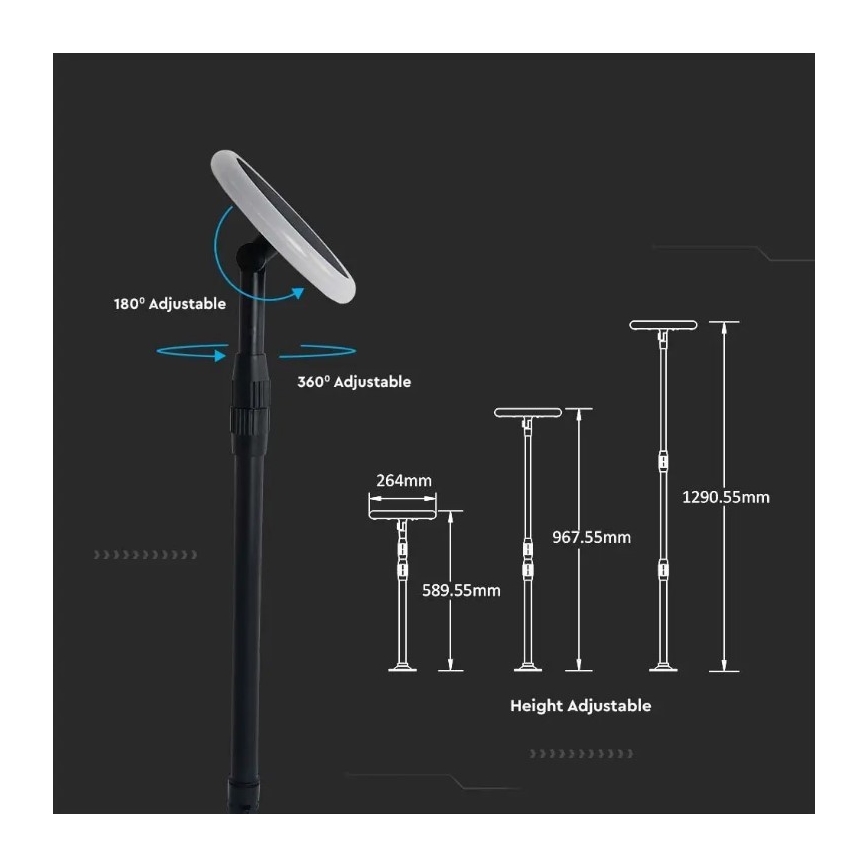 LED Nastaviteľná solárna lampa GARDEN LED/8W/5V 60-129 cm 4000K IP65