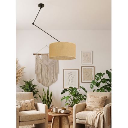 LED nastaviteľný luster na tyči GORTA 1xE27/60W/230V juta