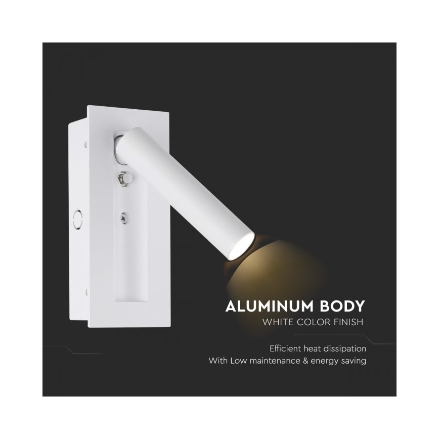 LED Nástenné bodové svietidlo LED/2W/230V 3000K biela