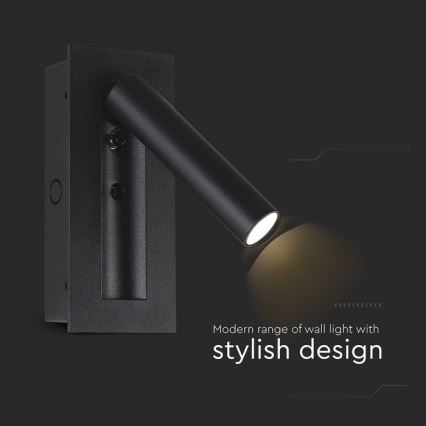 LED nástenné bodové svietidlo LED/2W/230V 3000K čierna