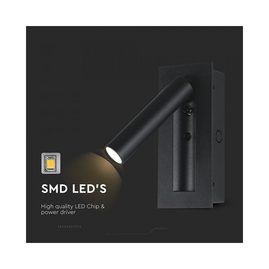LED nástenné bodové svietidlo LED/2W/230V 3000K čierna