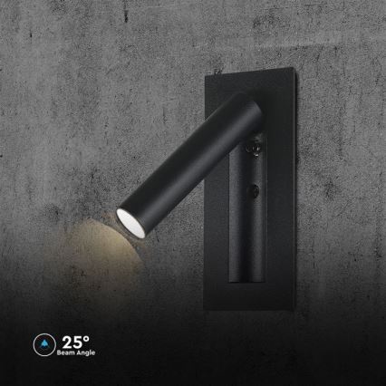 LED nástenné bodové svietidlo LED/2W/230V 3000K čierna