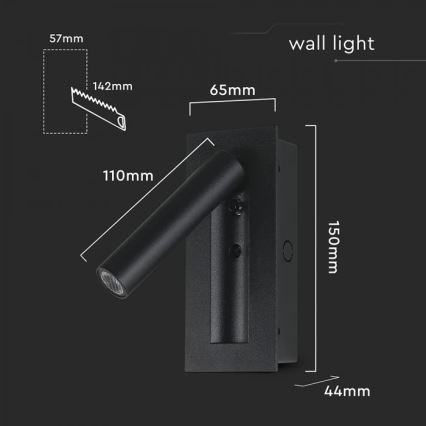 LED nástenné bodové svietidlo LED/2W/230V 3000K čierna