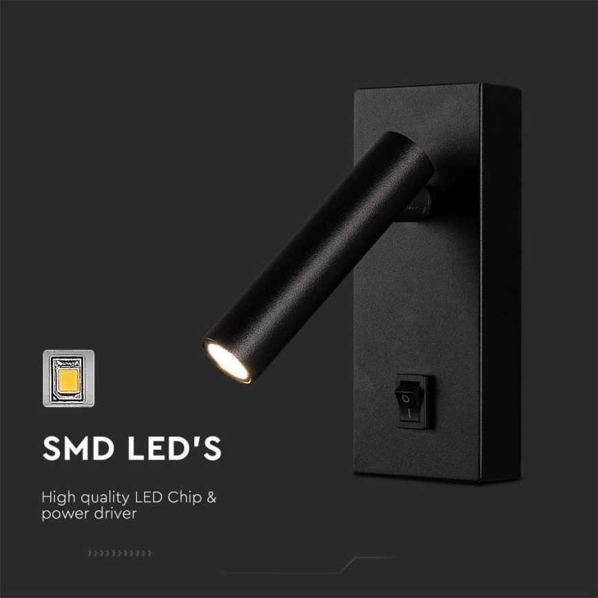 LED Nástenné bodové svietidlo LED/2W/230V 4000K čierna