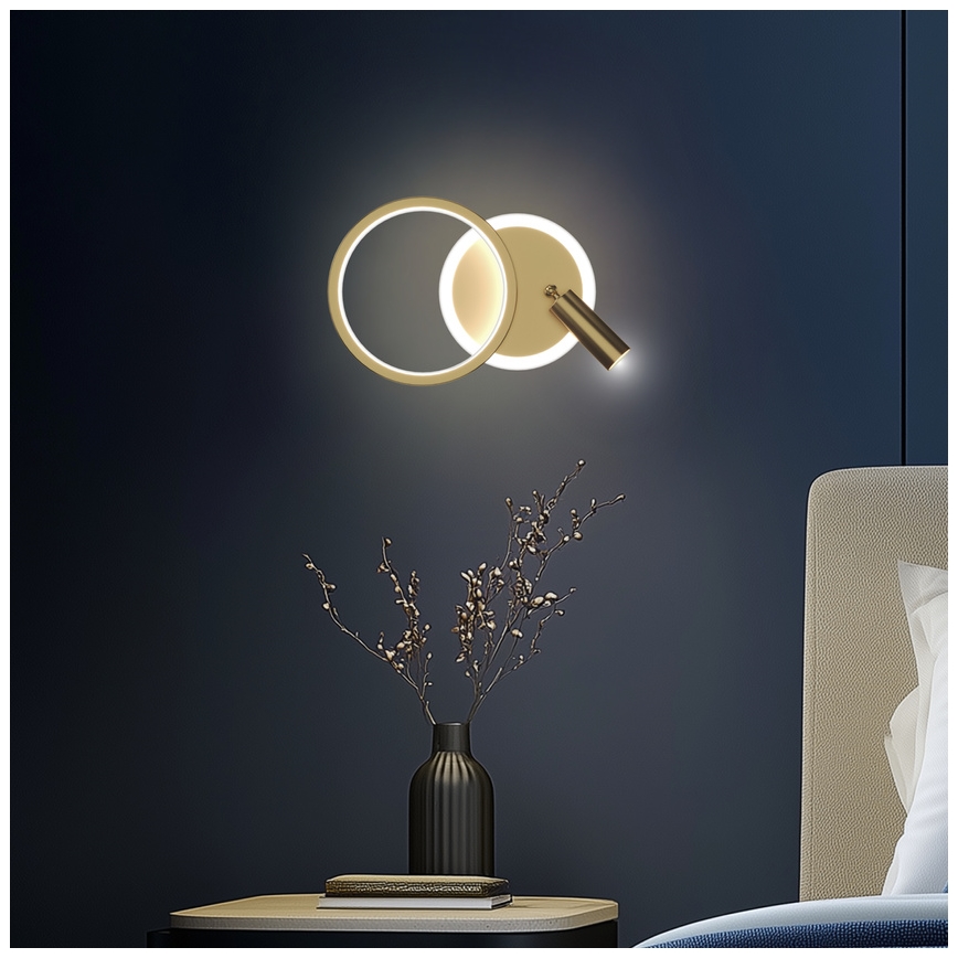 LED nástenné bodové svietidlo MONET LED/15W/230V zlaté