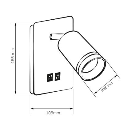 LED Nástenné bodové svietidlo PARIS 1xGU10/10W/230V + LED/6W/230V biela