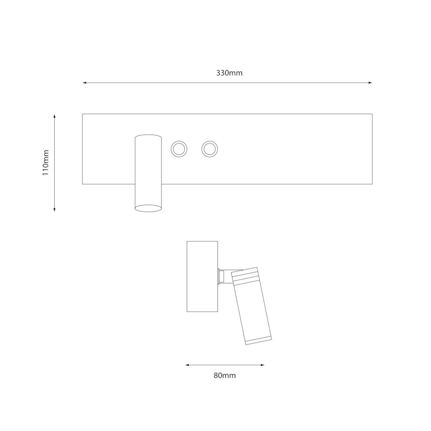 LED nástenné bodové svietidlo RESORT LED/10W/230V + LED/3W biele ľavé