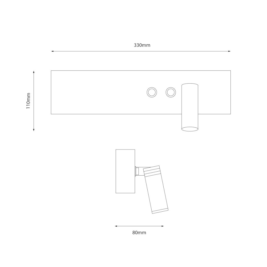 LED nástenné bodové svietidlo RESORT LED/10W/230V + LED/3W biele pravé