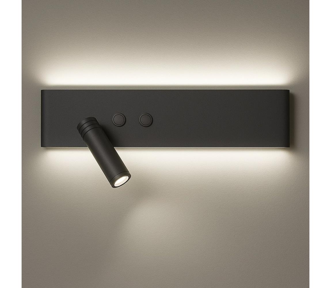 LED nástenné bodové svietidlo RESORT LED/10W/230V + LED/3W čierne ľavé ML1570