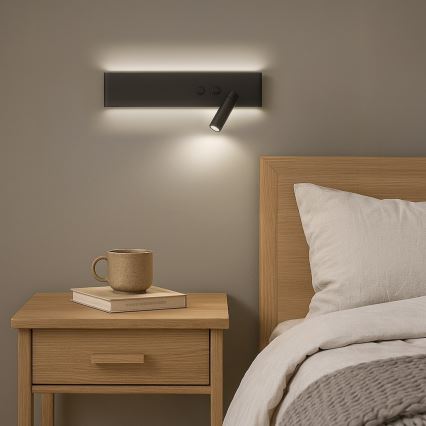 LED Nástenné bodové svietidlo RESORT LED/10W/230V + LED/3W čierne pravé