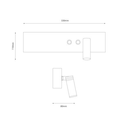 LED Nástenné bodové svietidlo RESORT LED/10W/230V + LED/3W čierne pravé
