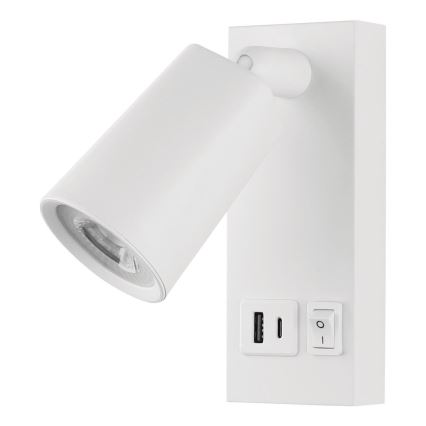 LED Nástenné bodové svietidlo s USB CHARGE LED/5W/230V biela