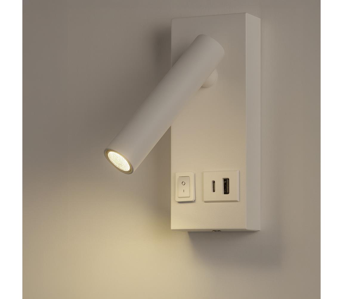 Eurolamp LED Nástenné bodové svietidlo s USB LED/2W/230V biela