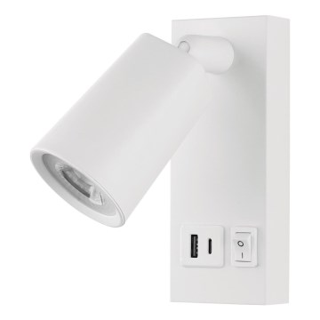LED Nástenné bodové svietidlo s USB LED/5W/230V biela