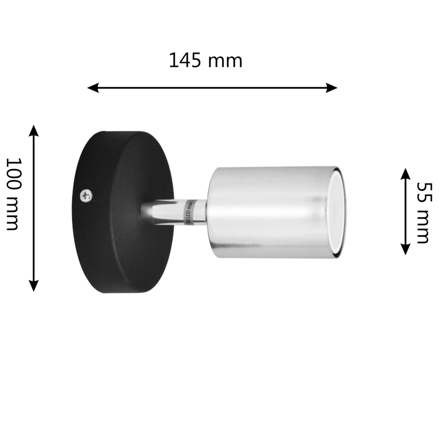 LED Nástenné bodové svietidlo TUNE 1xGU10/4,8W/230V matný chróm/čierna