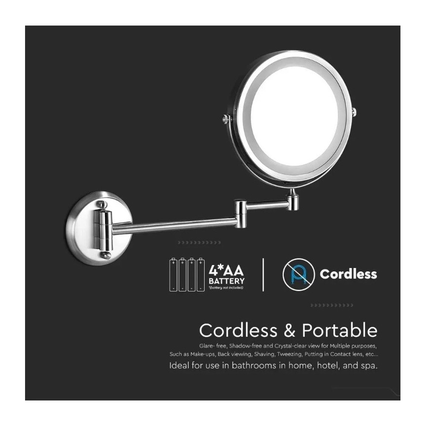 LED Nástenné kosmetické zrkadielko LED/3W/6V 4xAA IP44