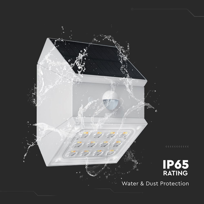 LED Nástenné solárne svietidlo so senzorom LED/2,5W/3,7V 3000/4000/6000K IP65 1200 mAh biele