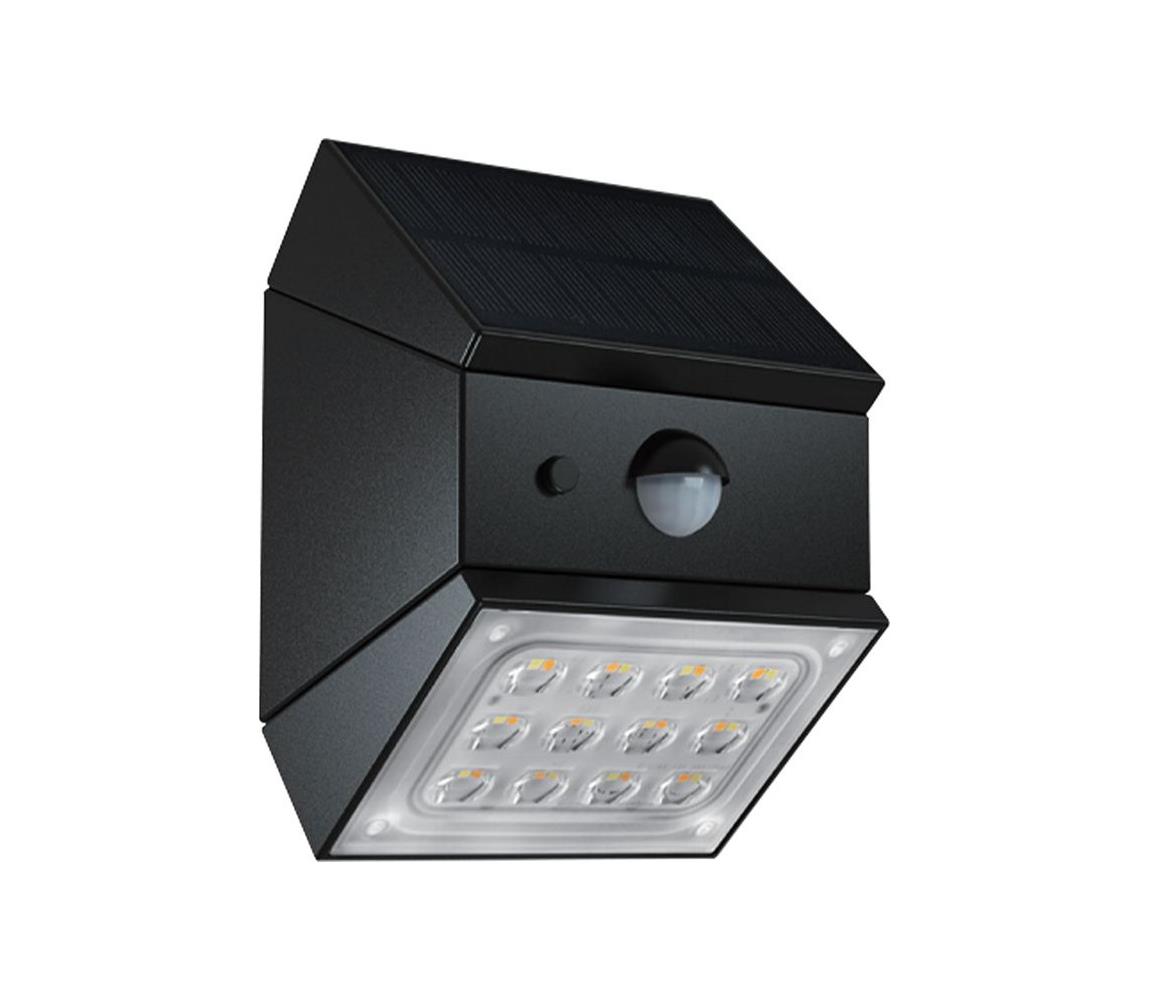 LED nástenné solárne svietidlo so senzorom LED/2,5W/3,7V IP65 1200 mAh čierne 24096