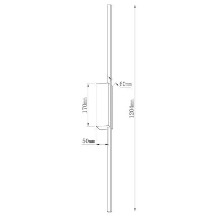 LED nástenné svietidlo AISHA LED/20W/230V 4000K 120 cm čierne