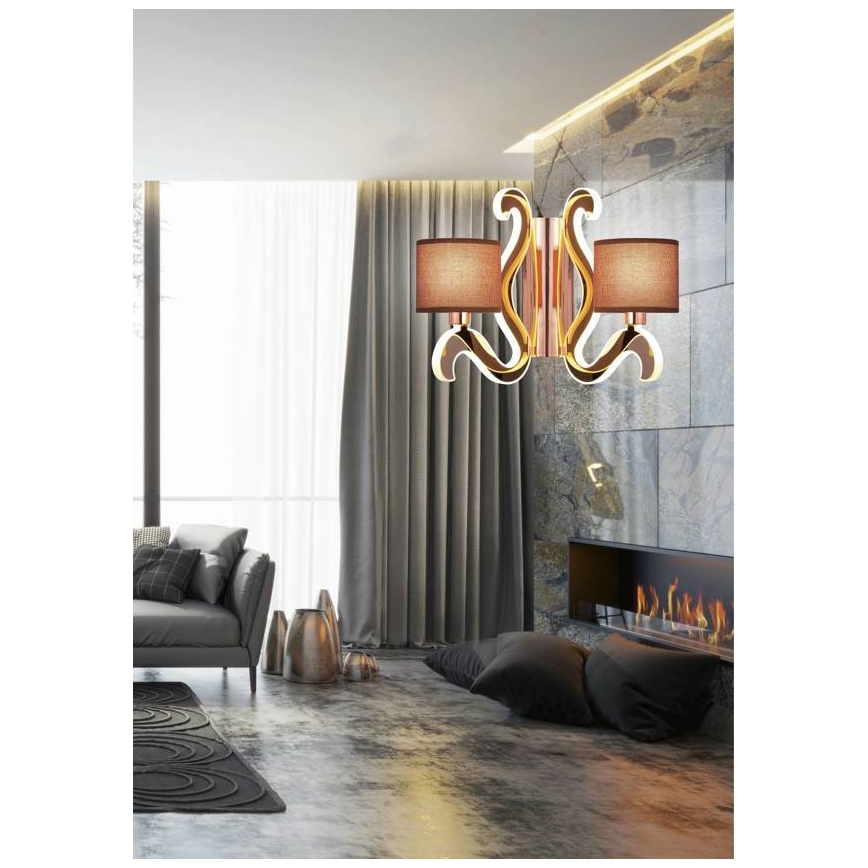 LED Nástenné svietidlo AMBROSIA 2xE14/40W/230V + LED/12,3W medená