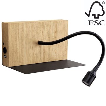 LED Nástenné svietidlo LECTOR LED/2,5W/230V USB dub – FSC certifikované