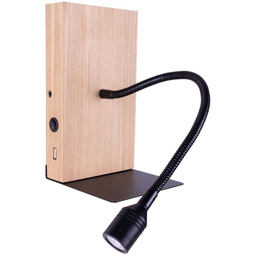 LED Nástenné svietidlo LECTOR LED/2,5W/230V USB dub