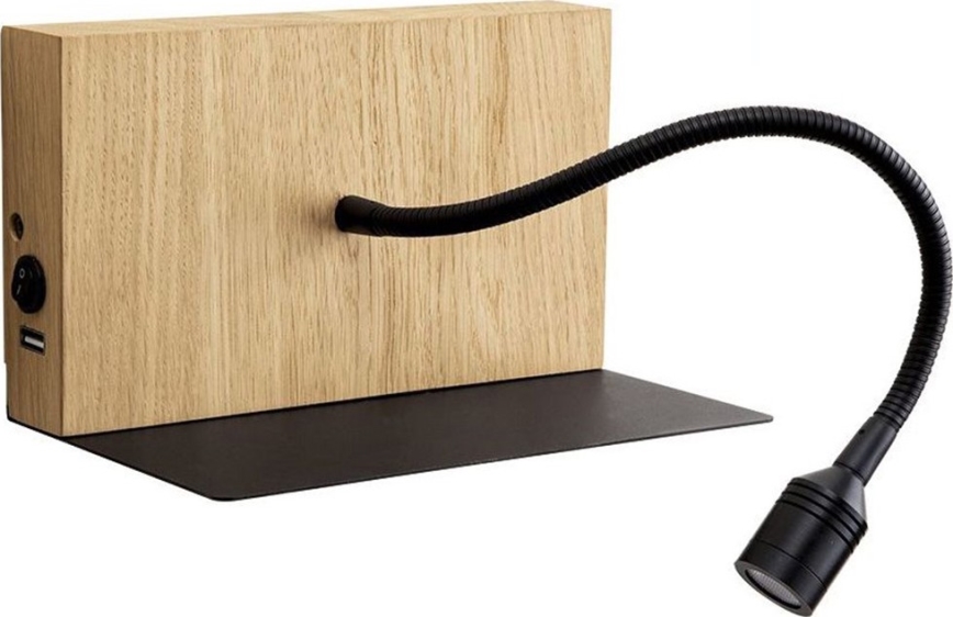 LED Nástenné svietidlo LECTOR LED/2,5W/230V USB dub