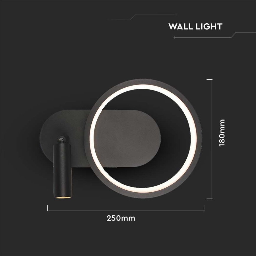 LED Nástenné svietidlo LED/14W/230V 3000K čierna