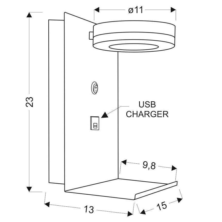LED Nástenné svietidlo s nabíjačkou COMPACT LED/4W/230V