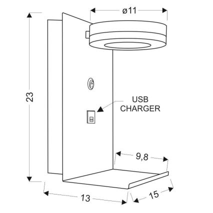 LED Nástenné svietidlo s nabíjačkou COMPACT LED/4W/230V