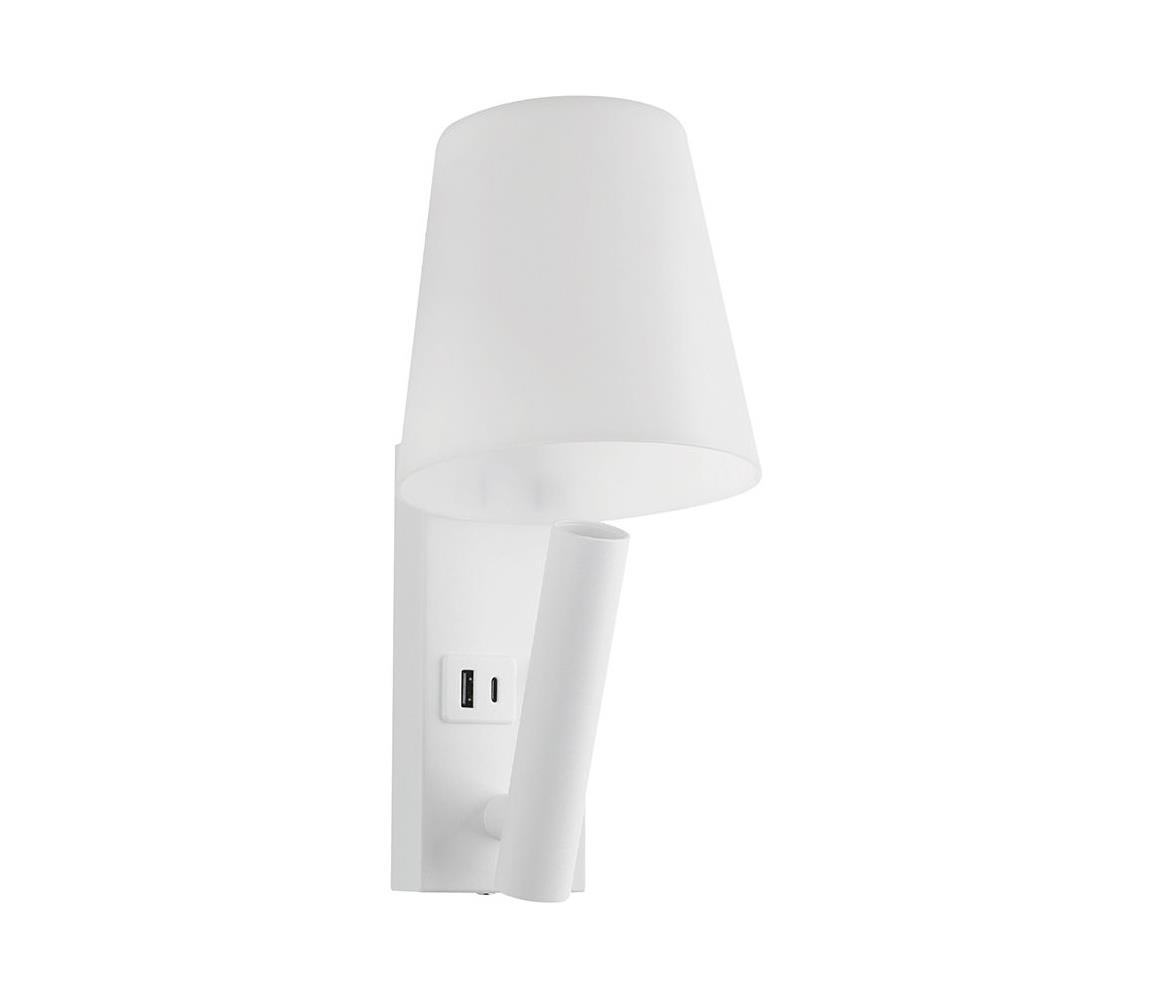 LED nástenné svietidlo s USB portom LED/2W/230V 3000K biela 240006
