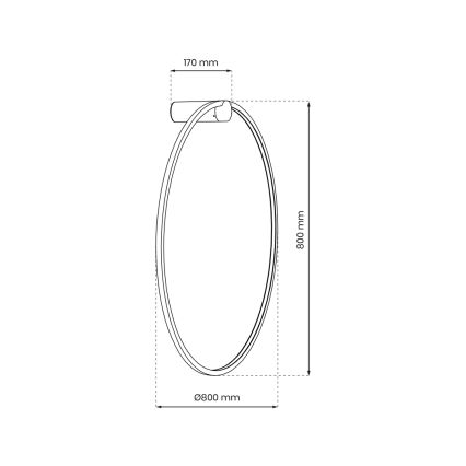 LED Nástenné svietidlo SATURNO LED/46W/230V pr. 80 cm IP44 antracit