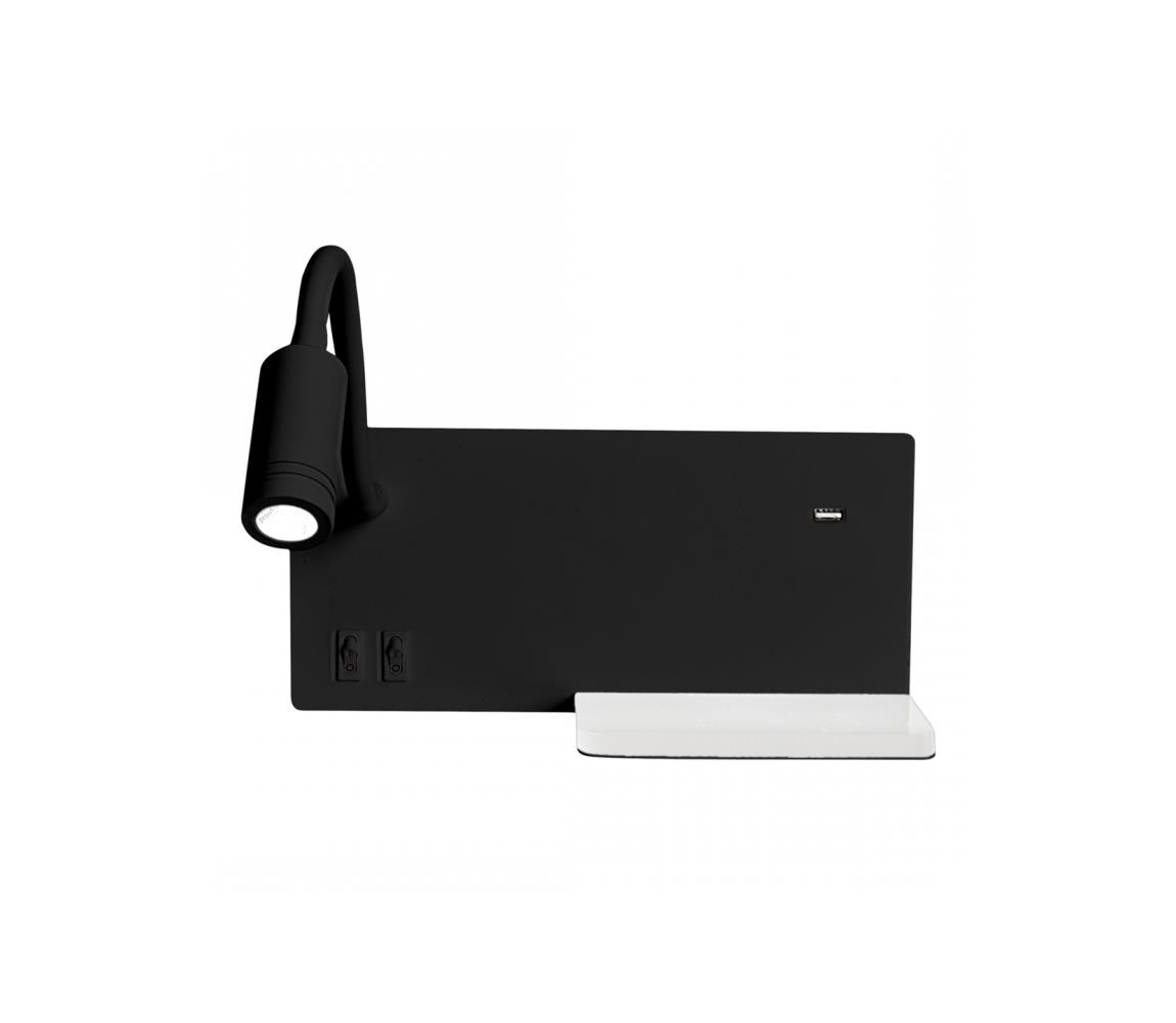LED nástenné svietidlo SHELF LED/4W+LED/5W+LED/2W/230V čierna ML6344