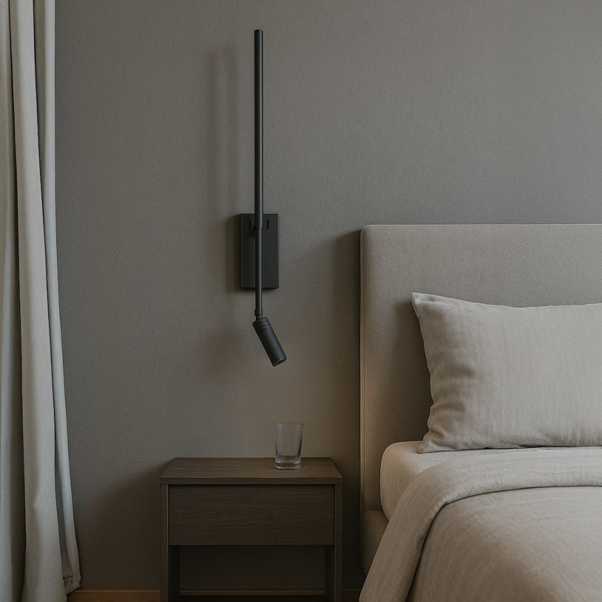 LED nástenné svietidlo TORCH LED/6W/230V + LED/3W čierna