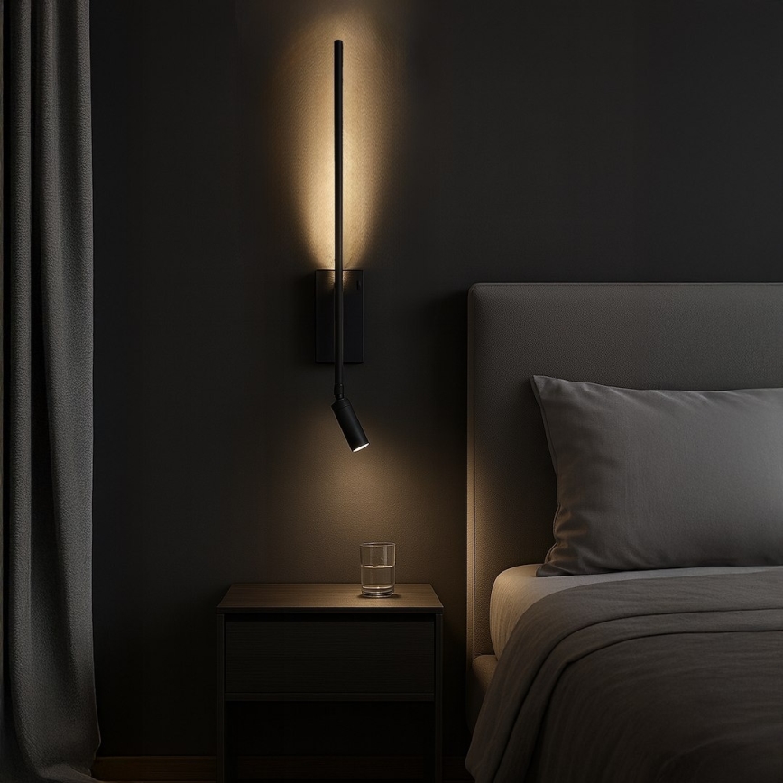 LED nástenné svietidlo TORCH LED/6W/230V + LED/3W čierna