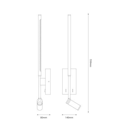 LED nástenné svietidlo TORCH LED/6W/230V + LED/3W čierna