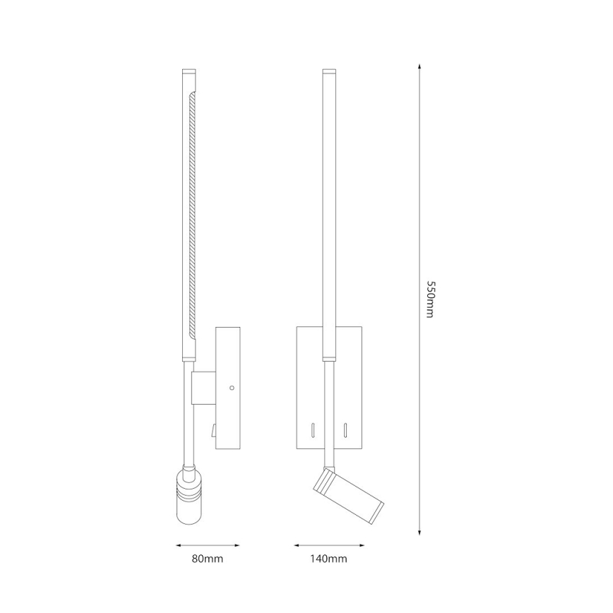 LED nástenné svietidlo TORCH LED/6W/230V + LED/3W čierna