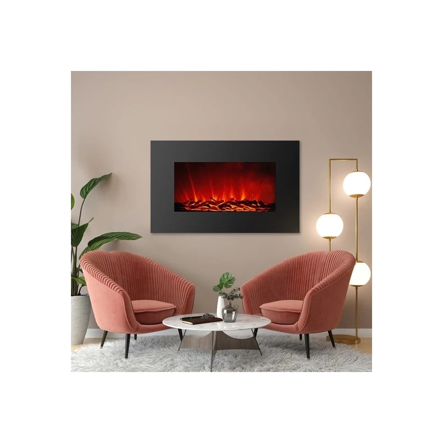 LED Nástenný elektrický krb s vykurovaním LED/2000W/230V 56x88 cm